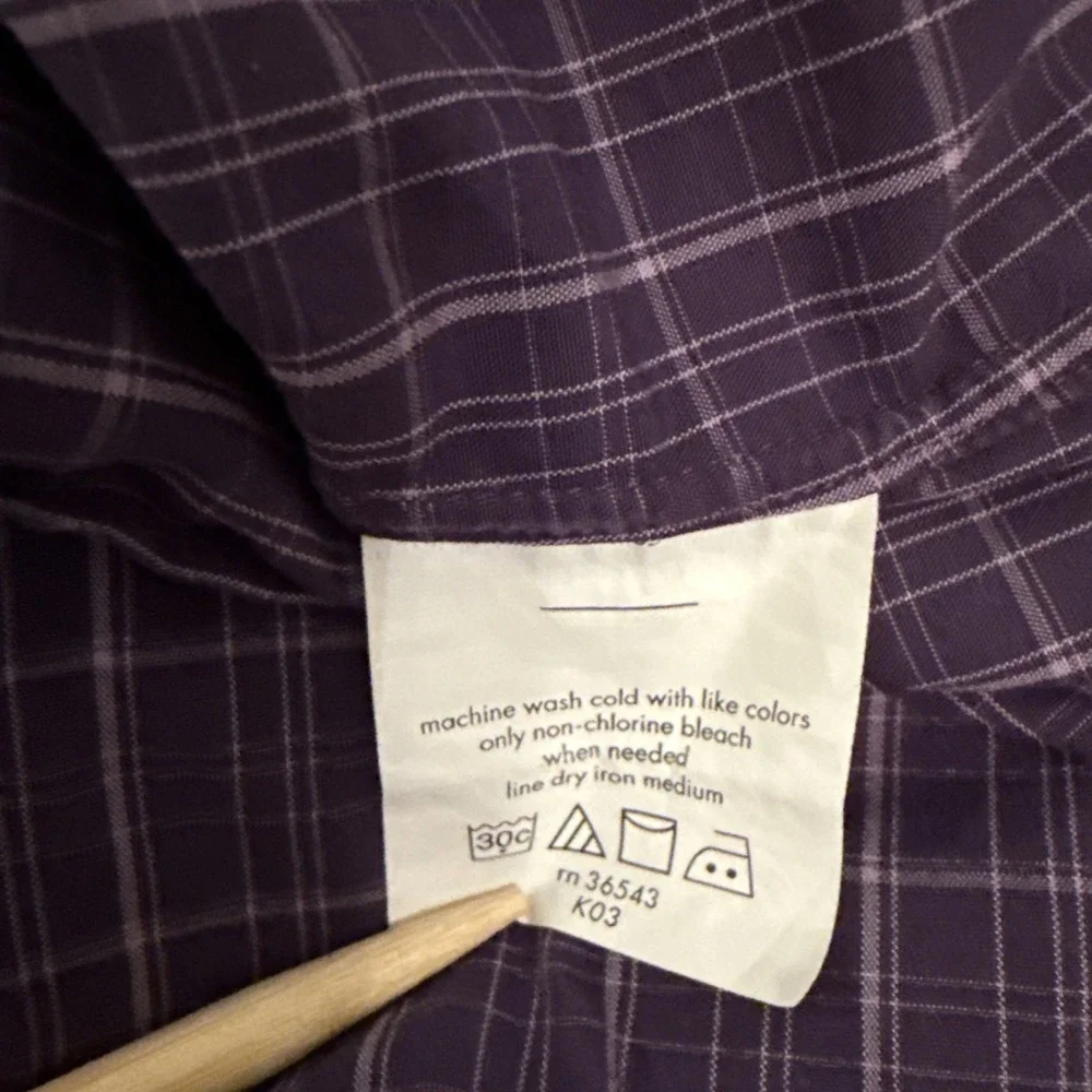 John Varvatos Shirt Mens LUXE Sz 16 Purple Plaid Long Sleeve Button Down Preppy